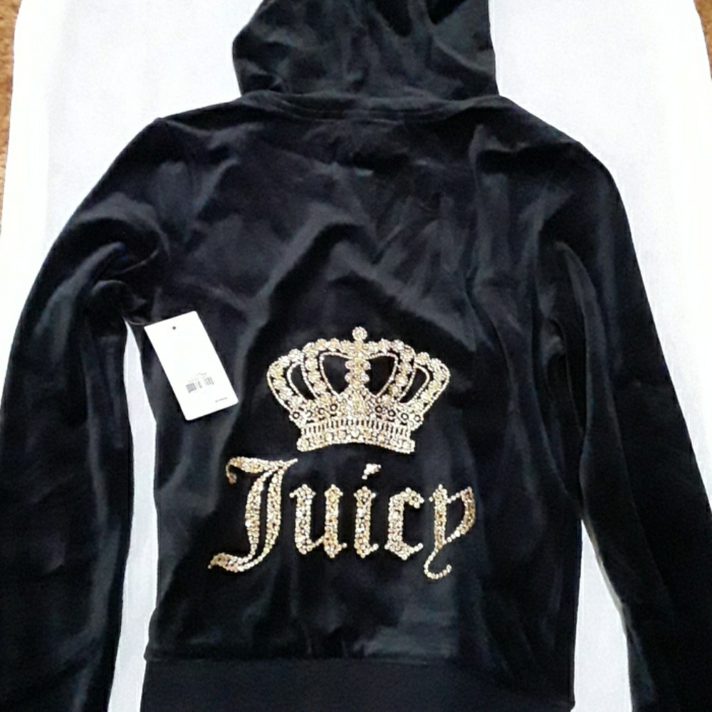 NEW XS JUICY COUTURE  VELOUR BLACK JACKET
